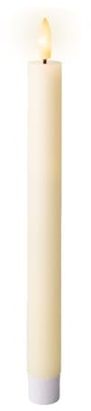Lumineo LED Kerzen mit Timerfunktion 24cm Wachs - 2er Set Echtwachskerzen batteriebetrieben - flackernde Flamme Effekt - Wachskerzen Stabkerzen Rustik Creme Warmweiß