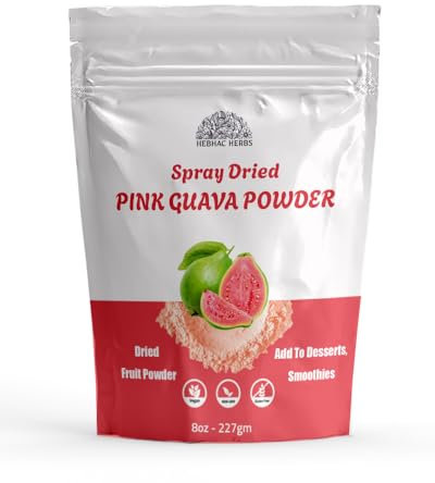 Pink Guava Powder 227 g (8oz) | Instant Drink Mix Guava Powder for Juice, Cake | Gluten-Free, Natural, No Preservatives By Hebhac Herbals