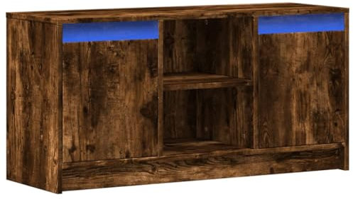 vidaXL TV Schrank mit LED, Fernsehschrank mit Stauraum, Fernsehtisch für Wohnzimmer Schlafzimmer, Lowboard TV Möbel, Räuchereiche Holzwerkstoff