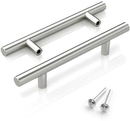 ARANA 10 Stück Griffe für Möbelschrank Verzinkt Edelstahl Schrankgriffe 102mm Lochabstand Silber Möbelgriffe geeignet für Küchenschrank Couchtischschrank Badezimmerschrank Nachttisch Schubladen
