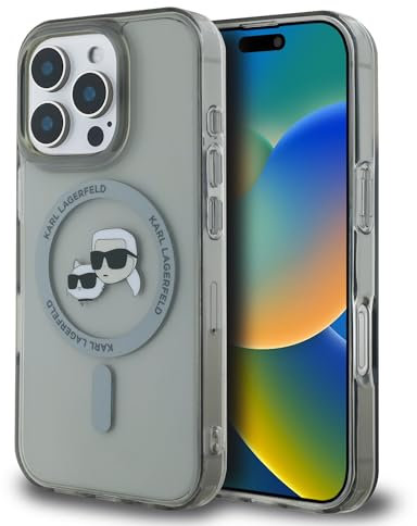 CG MOBILE Karl Lagerfeld KLHMP16XHLSKCK Case for iPhone 16 Pro Max 6.9 Inch Black Hard Case IML Metal Karl & Choupette Head