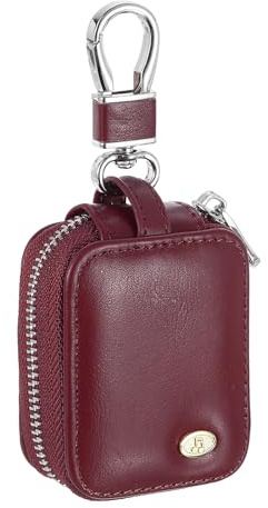 sourcing map Earbuds Cases, Earphone Case Holder, PU Leather Ear Buds Case Zipper Organizer Small with Mesh Pocket for USB Cable, Wireless Wired Earphones, Burgundy