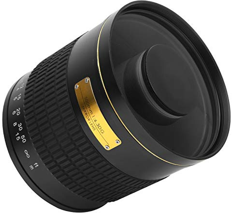White Telephoto Manual Focus Mirror Lens 500mm F6.3 with Adapter for NEX Mount Cameras, for Wildlife and Sports Photography, Compact Design (Black)