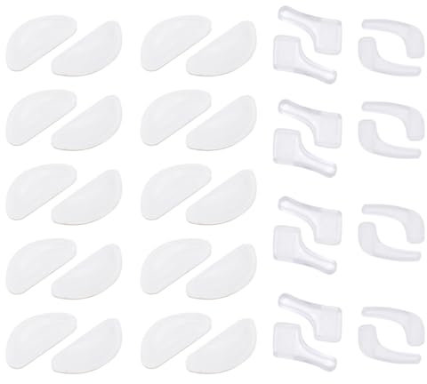 JEYORZY 20x Naselli per Occhiali Antiscivolo Occhiali Silicone et 20 Pcs Ferma Occhiali, Nasello Antiscivolo Comodi per d'Aria, Naselli Adesivi per Occhiali, Ferma Occhiali In Silicone, Per Occhiali