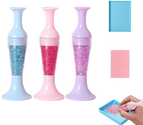VVQWCY 3 Stück Nachfüllbarer Vasenstift Blumentopf, Diamonds Painting Zubehör Stift, Blumentopf-förmiger Punktbohrstift, Diamant Kunstwerkzeuge und Zubehör für die Herstellung von Nagelkunsthandwerk