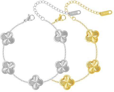 2pc Clover Armbänder für Frauen 18K Gold plattiert niedliche Klee Lucky Armband Schmuckgeschenke Trendy für Frauen