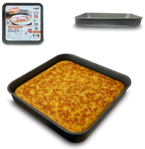 ARCA, Teglia Bassa Quadrata 35x35x3 cm per Forno, Antiaderente e Adatta alla Lavastoviglie, Ideale per Pizza e Altre Ricette, in Alluminio, Made in Italy