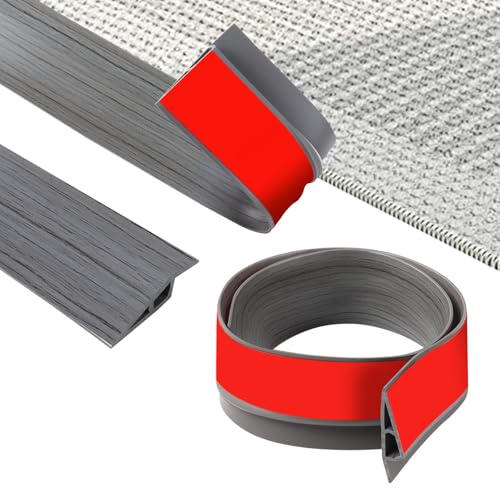ZTOWOTO 100cm PVC üBergangsprofil Selbstklebend, Flexibel üBergangsleiste Boden Rutschfest, Teppich üBergangsschiene für Bodenlückenbelag, Türen, Fliese, Holz (Breite: 7cm-Dunkelgraue Holzmaserung)