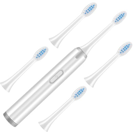 FOMIYES Elektische Zahnbürste Erwachsene Softbürste 5 Bürstenköpfe Batteriebetrieben Ergonomischer Griff Tragbar Für Reisen Und Büro