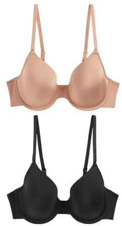 NEXT Damen 2er-Pack wattierte, glättende T-Shirt-BHS, Vollschale
