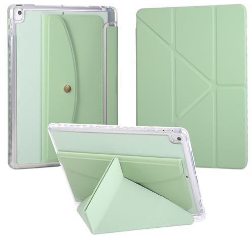 Vaitasy Custodia per iPad 10.2 Pollici iPad 9/8/7 Gen iPad Air 10.5 2019, Multi-angolo Pieghevole Supporto Funzione Custodia con Posteriore Portafolio Cover per iPad 10.2 2021/2020/2019 - Verde