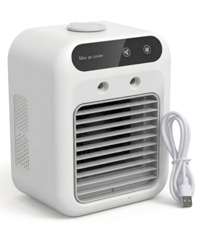 Portable Personal Evaporative Air Cooler, Small Fan with Water Tank, Mini Aircon, 500ml Detachable Water Tank, 3 Speed Settings, Compact Cooling Fan for Indoor/Outdoor