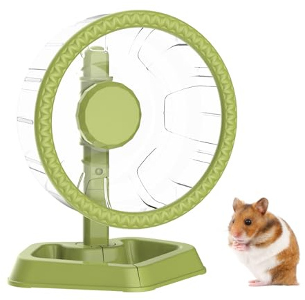 Rueda para Hámster, Rueda de Ejercicio y Carrera Silenciosa con Rotación Suave y Soporte Ajustable, Adecuada para Pequeños Animales Hámster Sirio, Hámster Enano, Jerbos (Verde, Pequeño (16cm))
