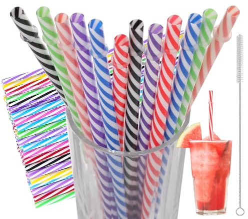 Reusable Plastic Straws,50PCS Drinking Straws with Cleaning Brush,Dishwasher Safe,Coloured,Straws Drinking Plastic for Family Bars Cafes Restaurants BBQ Parties Celebrations