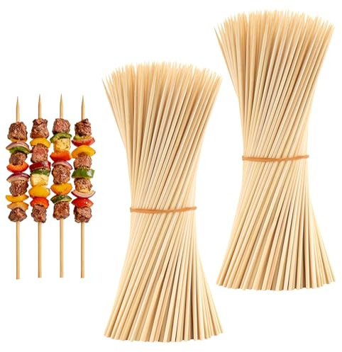 PINGEUI 300 PCS Bamboo Barbecue Sticks, 40cm Natural Bamboo Skewers, Extra Long BBQ Sticks for BBQ, Kebab, Fruits, Cake Topper(5mm Diameter)