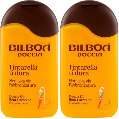 Bilboa Doccia Oil Beta-Carotene, Tintarella Ti Dura, Non Lava Via l'Abbronzatura, Effetto nutriente, Dermatologicamente testato, 220 ml (Confezione da 2)