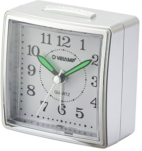 Sveglia da Comodino, Sveglia Analogica al Quarzo Silenziosa con Luce Senza Ticchettio, Semplice Orologio da Tavolo con funzione Snooze,Adatto per Camere da Letto, scrivanie, viaggi...