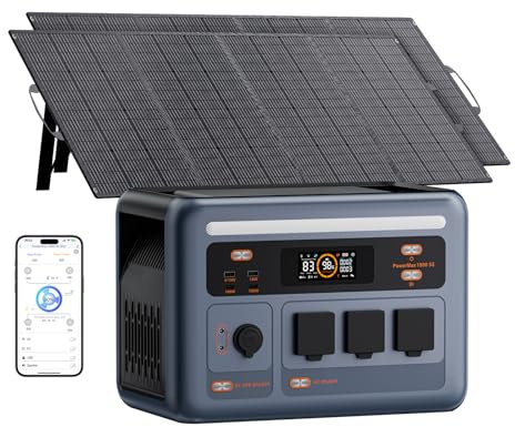 PowerMax 1800SE Estación Eléctrica Portátil 1800W con Panel Solar 2x200W | Salida CA Pico 3600 W, Batería LiFePO4 1024Wh, Carga Rápida, USB-C 100W, SAI, Power Station para Camping, Viajes y Hogar