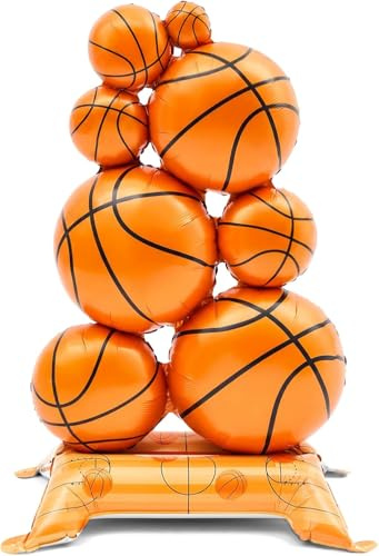 XXL Basketball Deko Luftballon Stehend, 150x83 cm Basketball Folienballon | Basketballgeburtstagsdeko Ballon, Riesen Basketballballon für Sport Thema Party, Geburtstag