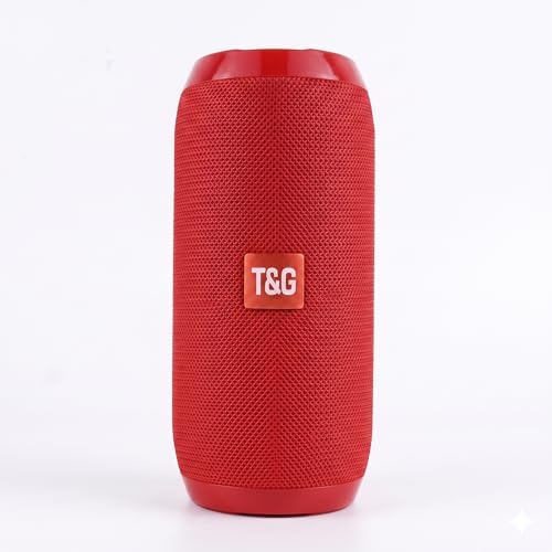 TG117 Portable Bluetooth Speaker | Wireless Stereo Sound, Water-resistant, 10-Hour Battery Life | Ideal for Outdoors, Home, and Travel (Red)