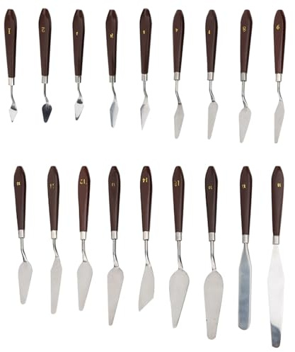 Aramox Painting Scraper Knife Set, Seamless Connection Oil Painting Knife, 18 Pieces with Elastic Blades and Smooth Handle for Artists Students Canvas Texture (18pcs)