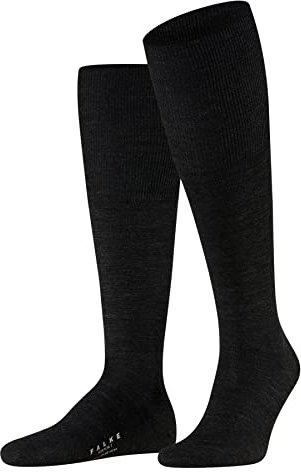 FALKE Herren Kniestrümpfe Airport M Kh Wolle Baumwolle lang einfarbig 1 Paar, Grau Anthracite Melange 3080, 45-46