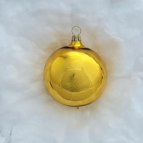 Lauschaer Glas Christbaumkugeln Gold Glanz 2 Stück d 12cm Christbaumschmuck Weihnachtsbaumschmuck mundgeblasen