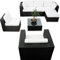 XINRO erweiterbares 21tlg. Eck Polyrattan Lounge Set - schwarz - Gartenmöbel Sitzgruppe Garnitur Lounge Möbel Ecke - inkl. Lounge Sessel + Ecke + Hocker + Tisch + Kissen