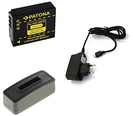 bg-akku24 Akku, Ladegerät und Netzteil für Panasonic Lumix DMC-TZ1, DMC-TZ2, DMC-TZ3, DMC-TZ4, DMC-TZ5, DMC-TZ11, DMC-TZ15, DMC-TZ50 - CGA-S007A