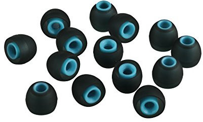 Xcessor (M 7 paia (14 pezzi) di ricambio in silicone per auricolari in-ear di medie dimensioni, gommini di ricambio per cuffie intrauricolari popolari, nero/blu