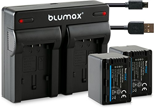 Blumax 2X Akku 4040mAh ersetzt Panasonic VW VBT380 E + Mini Dual-Ladegerät USB - (Nicht für VXF11 VX11 V808) kompatibel mit HC VXF999 VX878 VX989 V160 V180 V270 V380 V777 W570 W580 WX97