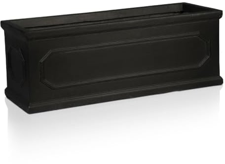 IDEALIST 70cm Plant Pot | Faux Lead Reinforced Stone Large Trough | Chelsea Rectangular Plant Pot | Garden Planters with Drainage Holes L71 W30 H30.5 cm, 43 litres