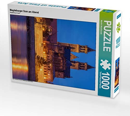 CALVENDO Puzzle Magdeburger Dom am Abend 1000 Teile Lege-Größe 48 x 64 cm Foto-Puzzle Bild von Martin Wasilewski