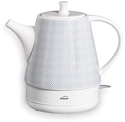 LACOR 69289 - Hervidor de Agua de cerámica Gala Grey, Blanco/Azul, 1L
