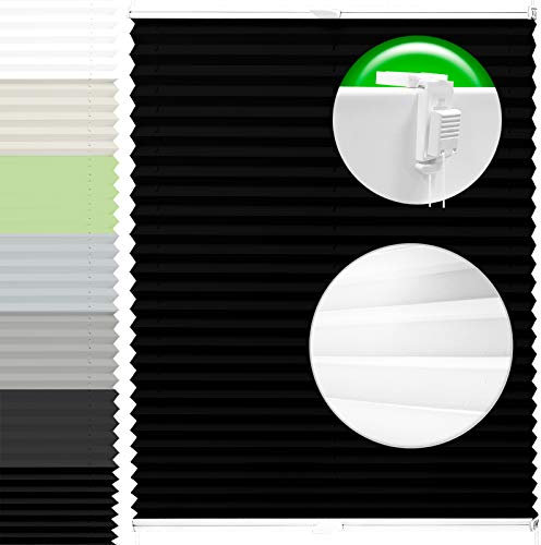 Horivert Plissee Pliseerollo mit Klemmträger Ohne Bohren Stoff Fensterrollo Klemmfix Faltrollo Jalousie Sonnenschutz Blickdicht 75x210 cm