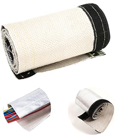 Niiyen Isolierter Metall Hitzeschutz Ärmel, 600x106 mm Drahtschlauch Schutz Hitzeschildhülse mit aluminisierter Ärmel für geflochtene Schläuche Kraftstoffleitungen Kabel