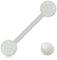 Inoki - Barbell de langue Biosafe boules acrylique nacrée - Jonc/Tige 1.6 mm, Long. int. 16 mm, Boule 6 mm - Blanc