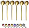 Berglander Cuillère à café Gold 6 Pièces, acier inoxydable, plaqué or titane, petites mini cuillères à café, lavables au lave-vaisselle.