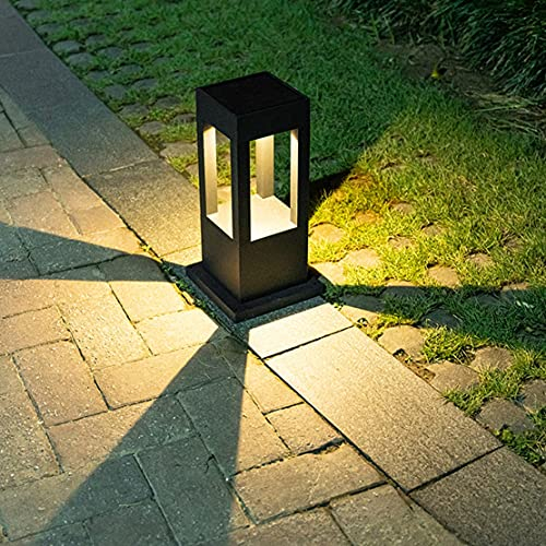 WRMING 15W LED Wegeleuchten Außen Warmweiß, Modern Design Pollerleuchte, Aluminium Schwarz Gartenlampe, IP65 Wetterfest Außenleuchte für Terrasse Garten Wegen, 3000K, 1200lm,40cm