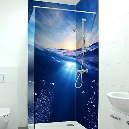 Premium Duschrückwand 0,4 mm selbstklebendes Hart-PVC, Größe:Materialprobe A4, Muster:Ocean