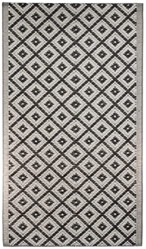 Brandsseller Outdoor Teppich ca.90x150 cm – Wetterfest & Schimmelresistent – In- & Outdoor Teppich für Garten, Balkon, Terrasse, Camping – Pflegeleicht & Robust Anthrazit-Karo