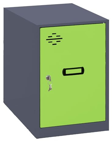 Simon Rack Simonlocker Kommode, klein, 475 x 400 x 500 mm | Inklusive 2 Schlüssel, Korrosionsschutzfarbe, Lüftungsschlitz und Etikettierer, Anthrazit/Grün