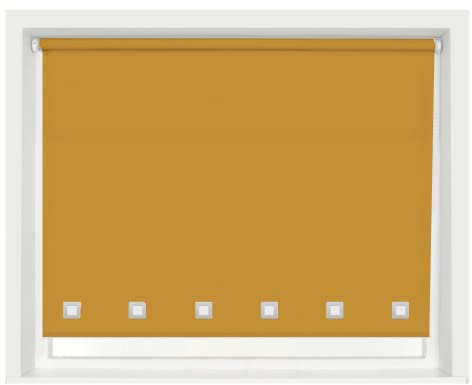 Funky Gadgets Roller Blinds Square Eyelet Light Filtering Roller Blind Daylight Trimmable Blinds Child Safe Easy Fit Metal Tube Home Office Window Blinds- Ochre, W60 x L165cm
