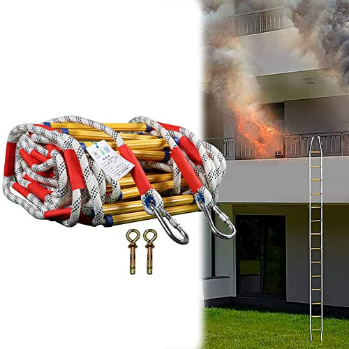 Escalera de Escape de Incendios de Emergencia con Ganchos para Niños y Adultos, Escalera de Cuerda de Seguridad Suave Resistente al Fuego Escape de Ventana y Balcón,3M/10FT