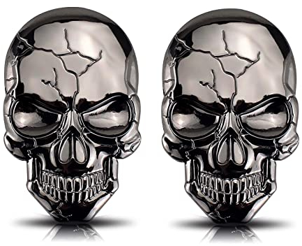 Cosysparks 3D Aufkleber Auto Totenkopf, 2 Stück Metall Totenkopf Aufkleber Totenkopf Aufkleber Auto Metall Autoaufkleber Metallica Autoaufkleber Totenkopf für Motorräder, Autos, Helme(Schwarz)
