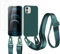 vrupin kompatibel mit iPhone 13 Pro Max Handykette Hülle,[2 Stück Schutzfolie 9H Härte Gehärtete Folie].Necklace Hülle Nylon Schultergurt Weich Flüssiges Silikon-Dunkelgrün