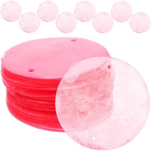 100 Stück Dekorative Muschelstücke Münzen Capiz-Aufkleber Muschelperlen Charms Streamer-Muscheln Zum Basteln Flacher Runder Muschel-Charm Runder Muschel-Anhänger Rosa