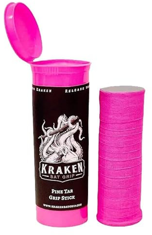 Kraken Bat Grip Batting Pine Teer Grip Stick Enhancer für Baseballschläger und andere Sportgeräte, Kiefernteerbraun, Einheitsgröße (Hot Pink Bubblegum)