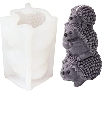 Xidmold 3D Igel Silikonform Kerzenform, Tier Backform Silikon Formen für Fondant, Tortendeko, Schokolade, Seife, Gips, Sojawachs Kerzen, Epoxidharz Handwerk (E)