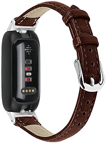 AISPORTS Kompatibel mit Fitbit Inspire 3 Armband Leder, Weiches Schlankes Atmungsaktives Sportarmband aus Metall Klassischer Schnallenverschluss Ersatzarmband für Fitbit Inspire 3 Fitness Tracker